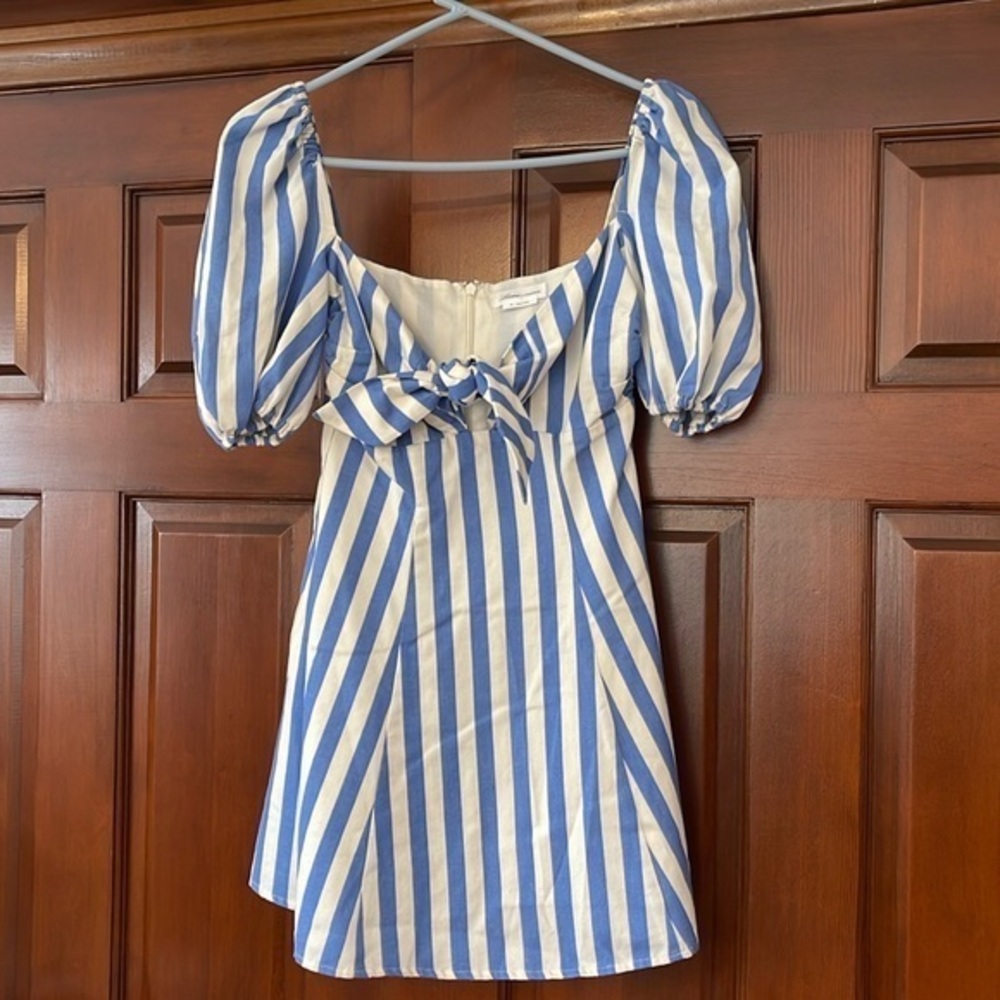 LOVERS + FRIENDS TRACY MINI DRESS WHITE & BLUE Excellent used condition size XS